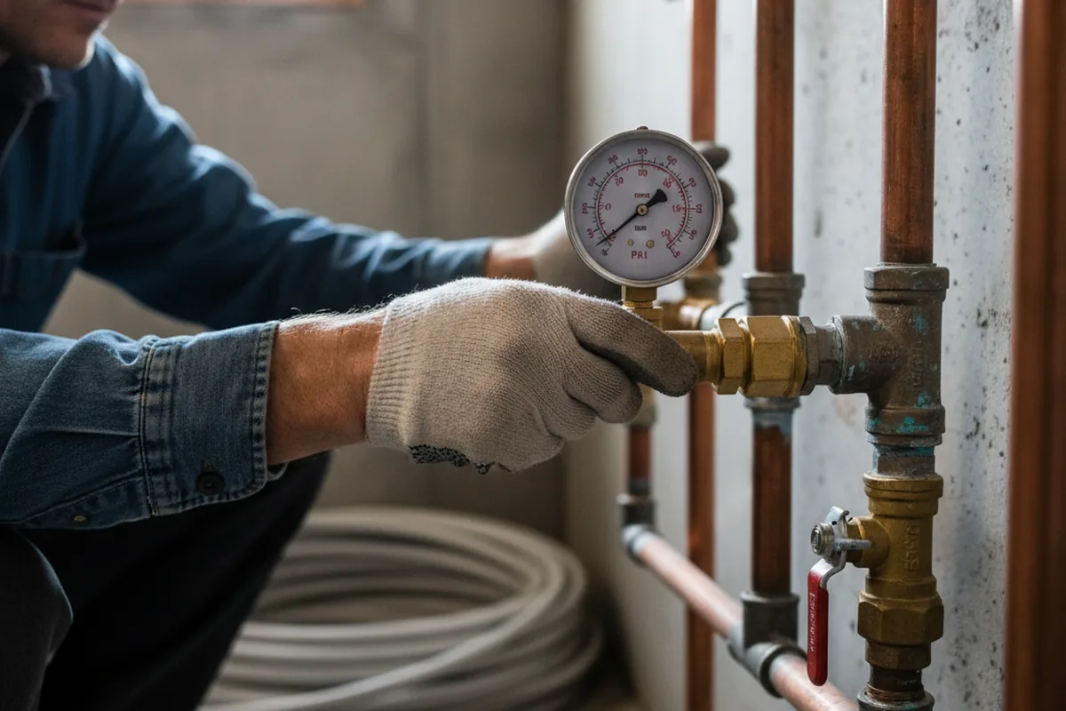 Pressure testing a repaired line during Water Line Repair in Strasburg